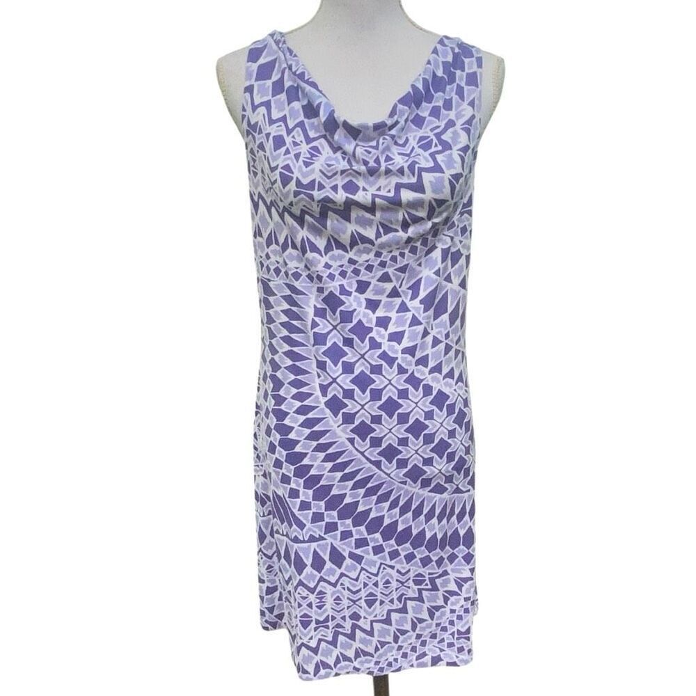 Title Nine Purple Geometric Print Sleeveless Dress Women’s Size Small Stretch Co